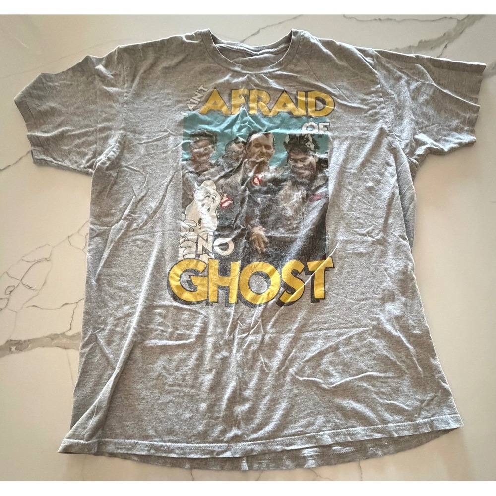 Ghostbusters I Ain't Afraid Of No Ghost Graphic T-Shirt‎ Gray Mens Large L